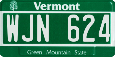 VT license plate WJN624