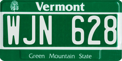 VT license plate WJN628