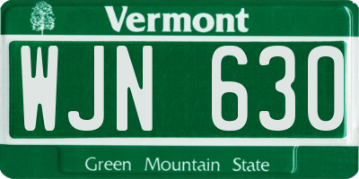 VT license plate WJN630