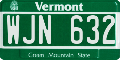 VT license plate WJN632