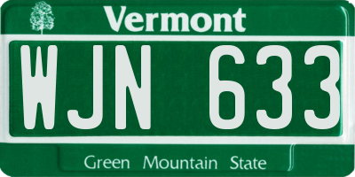 VT license plate WJN633
