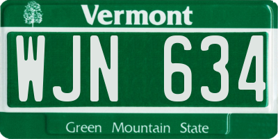 VT license plate WJN634
