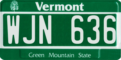 VT license plate WJN636
