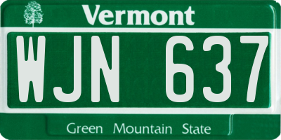 VT license plate WJN637