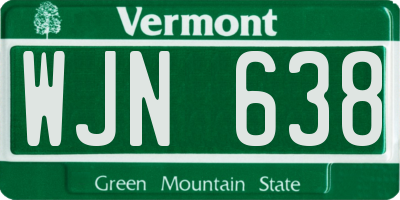 VT license plate WJN638