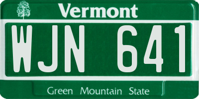 VT license plate WJN641