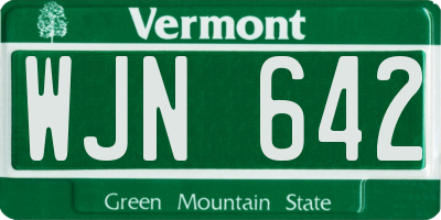 VT license plate WJN642