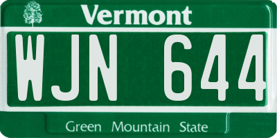 VT license plate WJN644