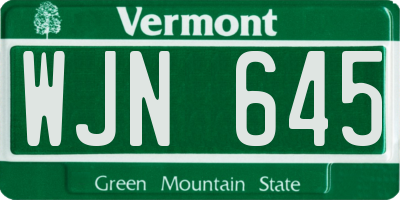 VT license plate WJN645