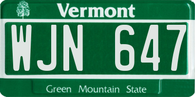 VT license plate WJN647