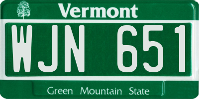 VT license plate WJN651