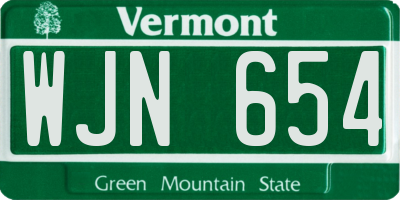 VT license plate WJN654