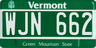 VT license plate WJN662