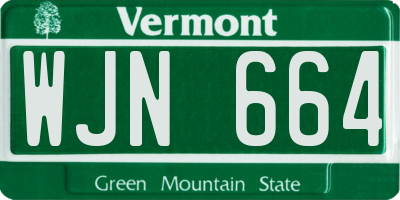 VT license plate WJN664