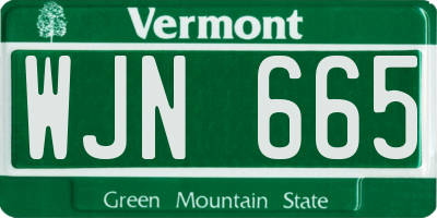 VT license plate WJN665