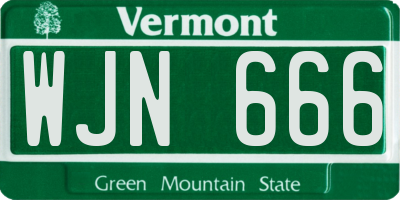 VT license plate WJN666