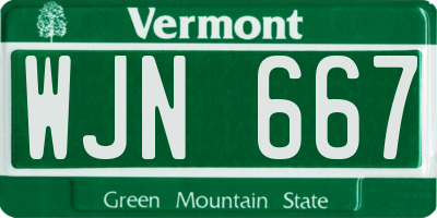 VT license plate WJN667