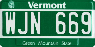 VT license plate WJN669