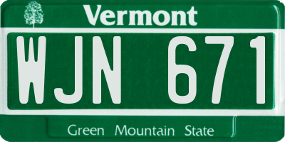 VT license plate WJN671