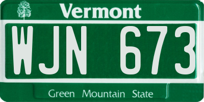 VT license plate WJN673