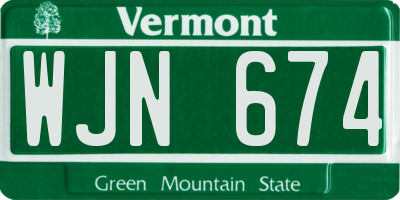 VT license plate WJN674