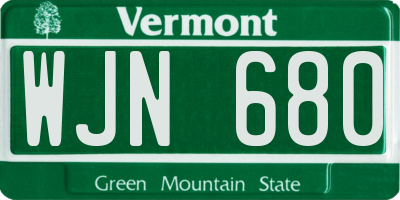 VT license plate WJN680