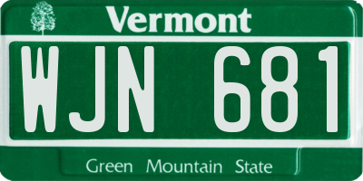 VT license plate WJN681