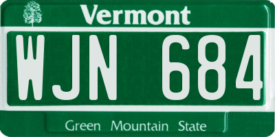 VT license plate WJN684