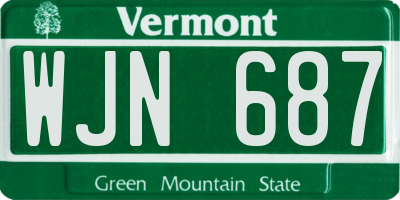 VT license plate WJN687