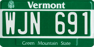 VT license plate WJN691