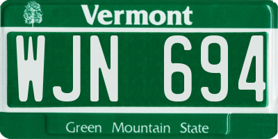 VT license plate WJN694