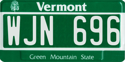 VT license plate WJN696