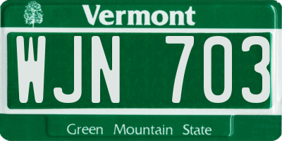 VT license plate WJN703