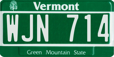 VT license plate WJN714