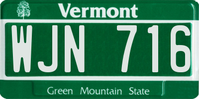 VT license plate WJN716