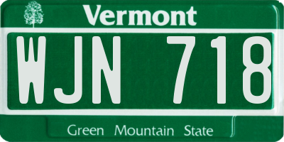 VT license plate WJN718