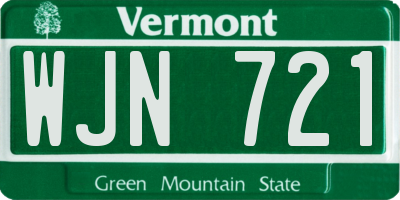 VT license plate WJN721