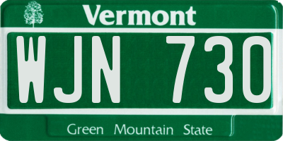 VT license plate WJN730