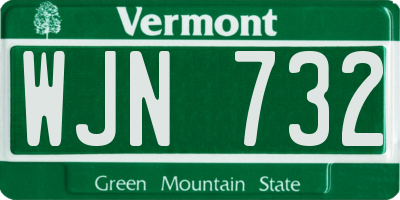VT license plate WJN732