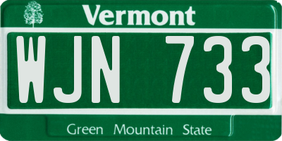 VT license plate WJN733