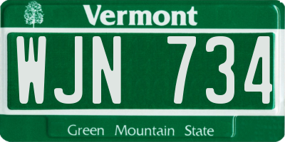 VT license plate WJN734