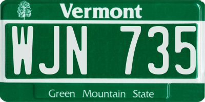 VT license plate WJN735