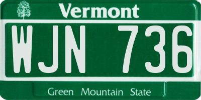 VT license plate WJN736