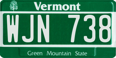 VT license plate WJN738