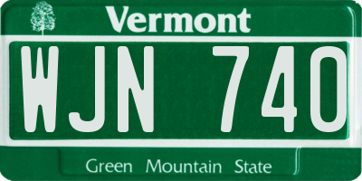 VT license plate WJN740