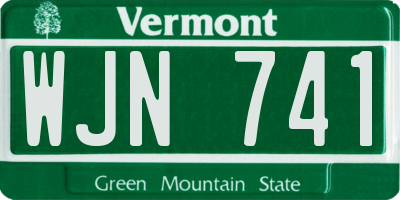 VT license plate WJN741