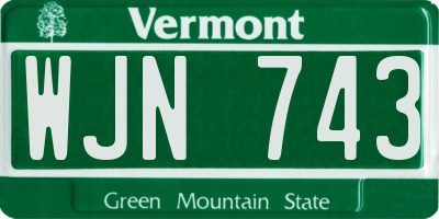 VT license plate WJN743