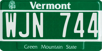 VT license plate WJN744