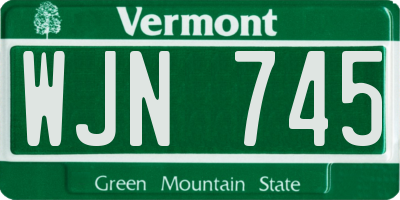 VT license plate WJN745