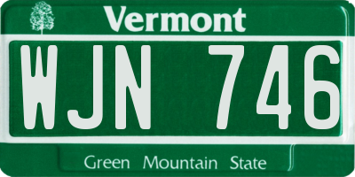 VT license plate WJN746